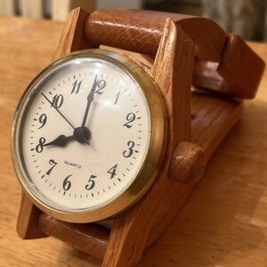 Rare & Vintage Handcrafted Wooden Wrist Watch Replica-Desktop Clock-Working